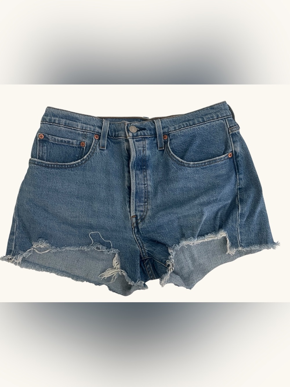 Levi's Blue Distressed Button Fly Denim Cutoff Shorts